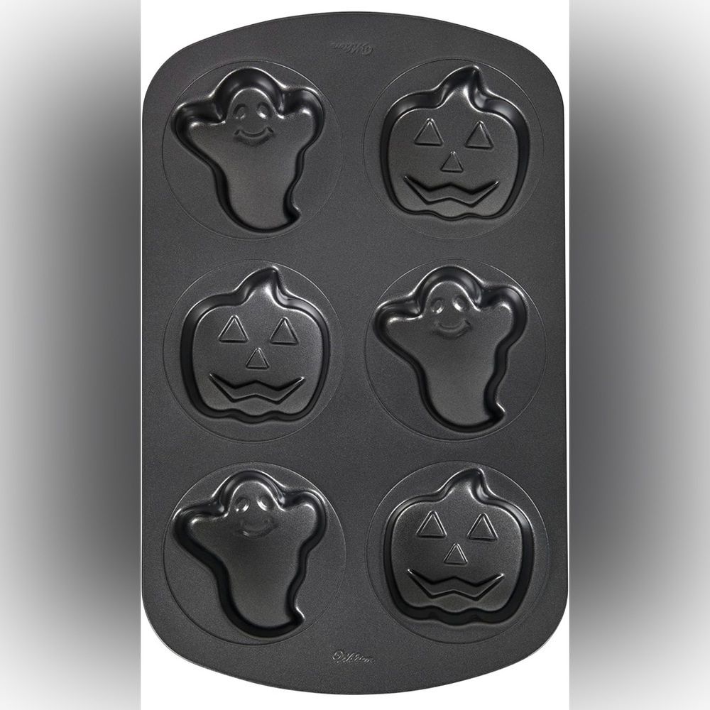 Wilton Ghost & Pumpkin Non-Stick Mini Cakes Pan, 6-Cavity EUC
